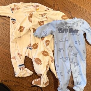 Carter's Little brother,  Ski Bunny Football Print Footies 3M size